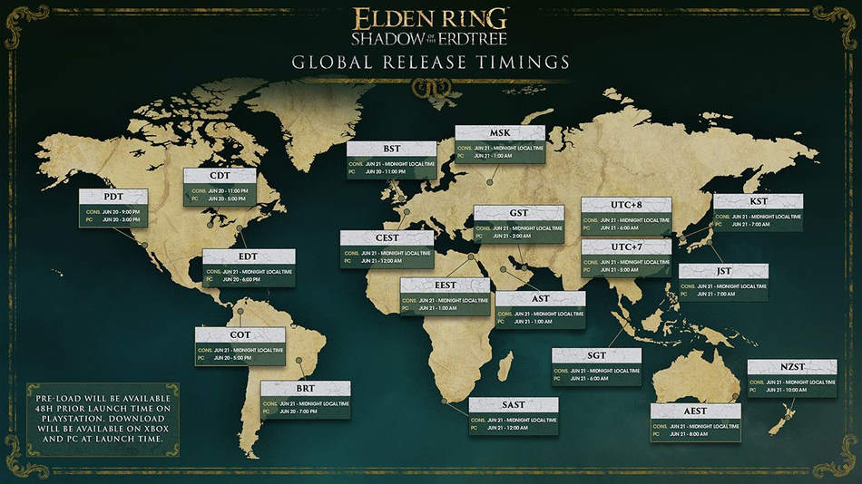 Elden Ring DLC Shadow of the Erdtree, lancio e disponibilità delle fasce orarie