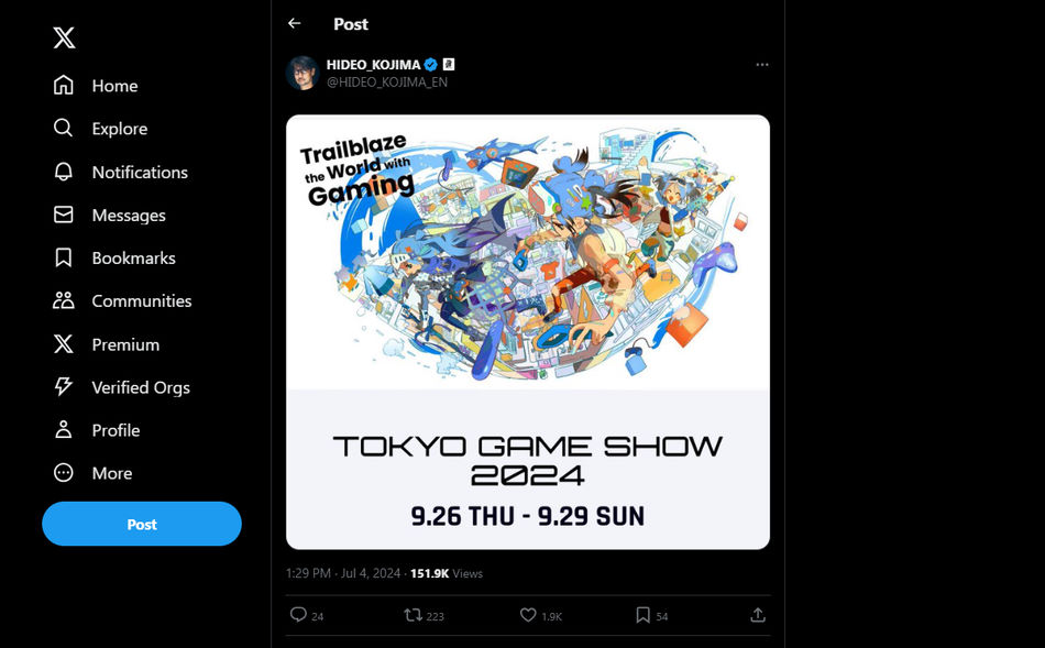 Hideo Kojima “conferma” la partecipazione al Tokyo Game Show 2024