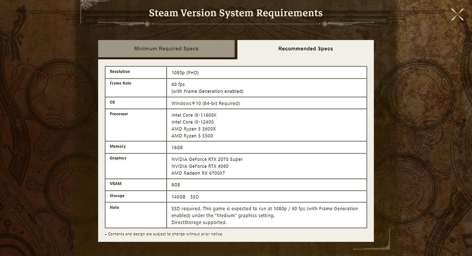 I requisiti raccomandati ufficiali di Monster Hunter WIlds con frame gen