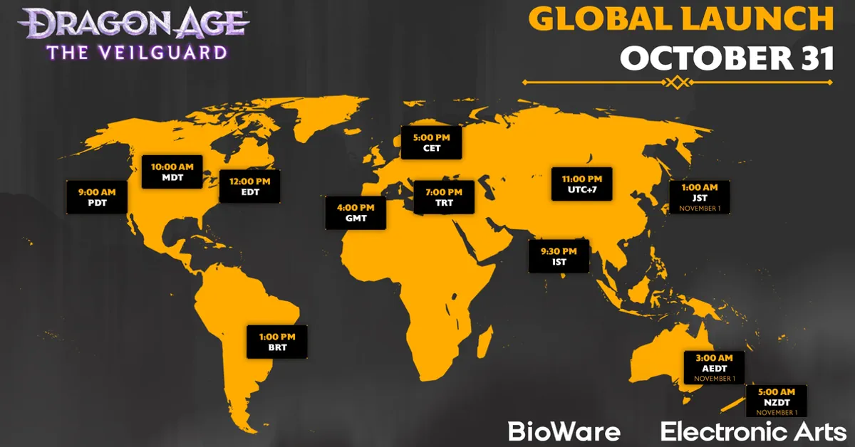 Dragon Age: The Veilguard - Horarios Globales de Lanzamiento