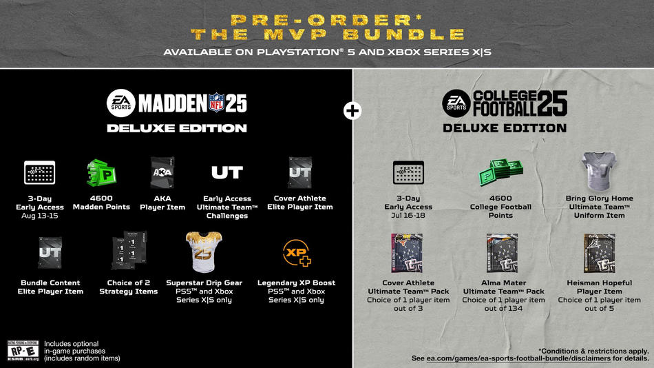 Madden NFL 25 MVP Bundle con College Football 25