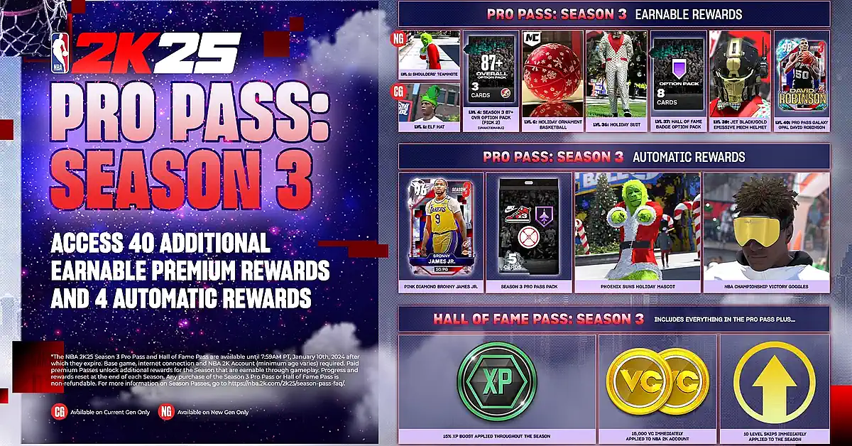 NBA 2K25 Season 3 Pro Pass Content