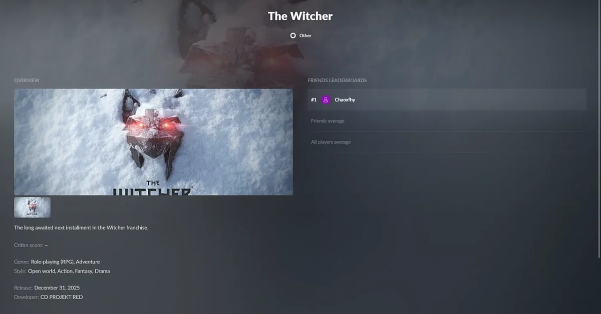 The Witcher: A New Saga Begins GOG page